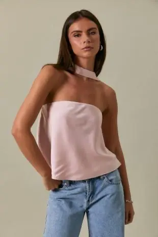 Blusa Straple de Satin Baby Pink