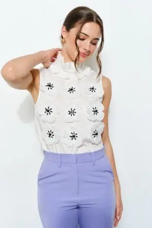 Blusa Sin Mangas Flowy Blanca