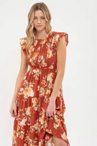 Vestido Midi Flowy Anaranjado