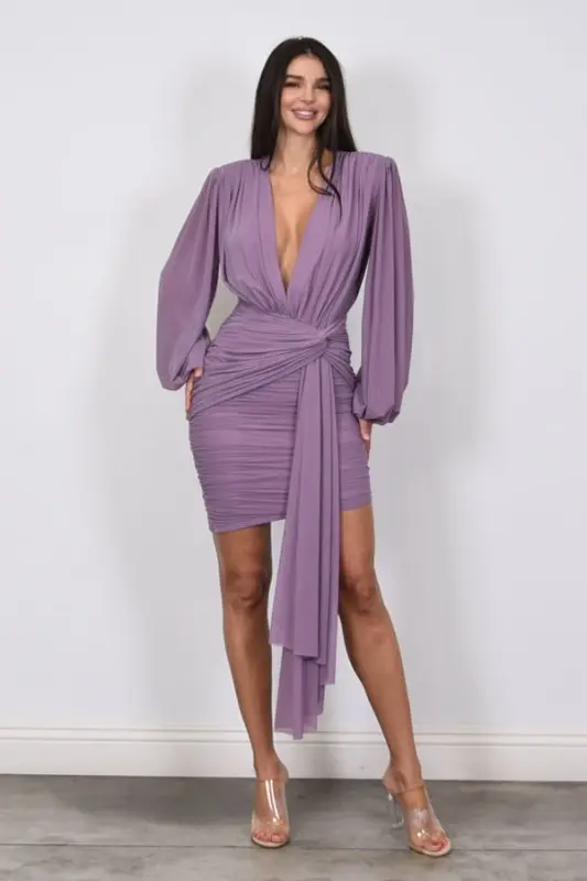 Vestido Corto Mesh Lila