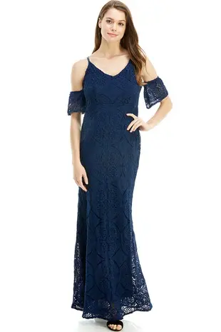 Vestido Largo Encaje Deep Blue