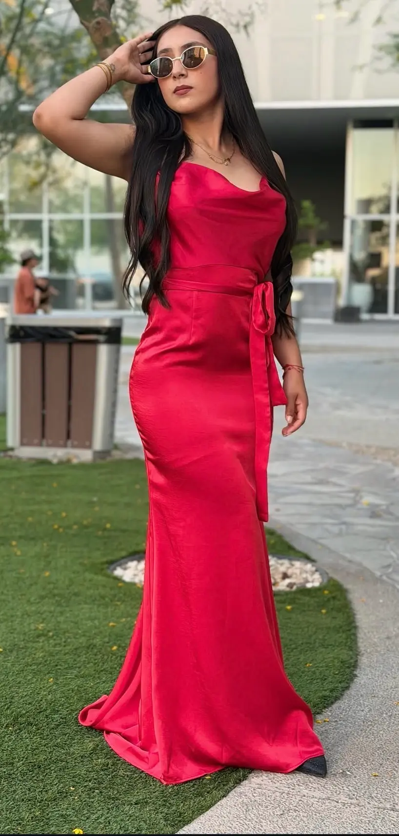 Vestido Largo Satin Rojo