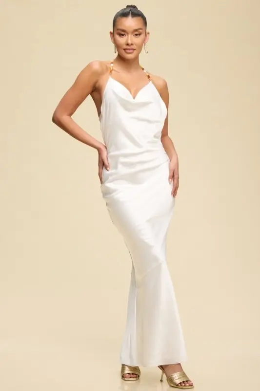Vestido Largo Satin Blanco
