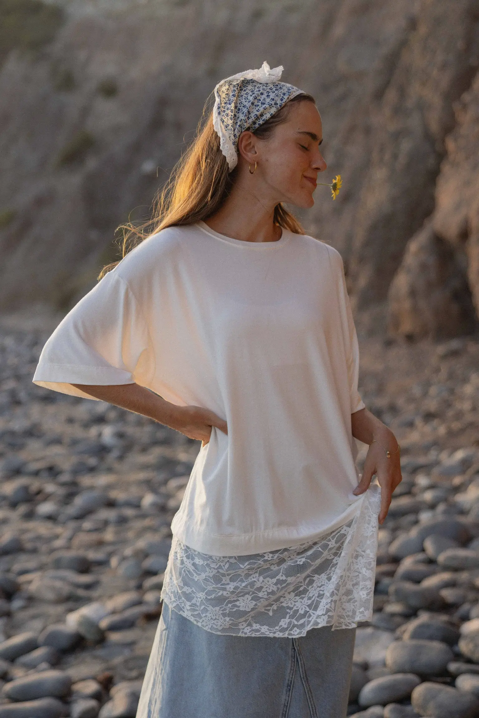 Blusa Oversize Lencera Blanca