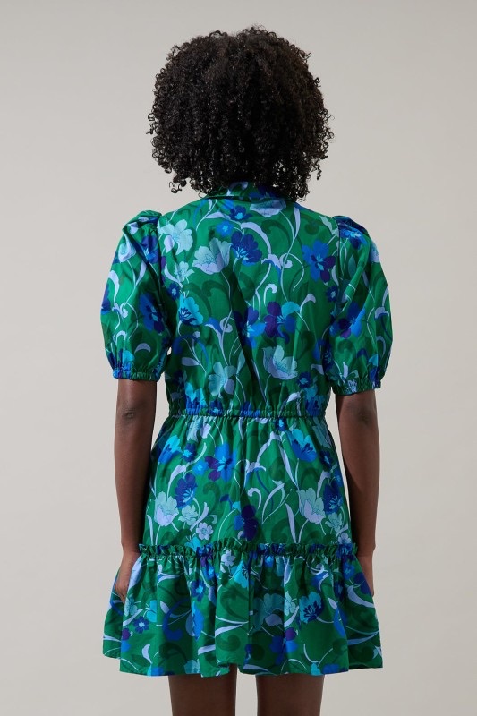 Vestido Corto Estampado Verde/Azul