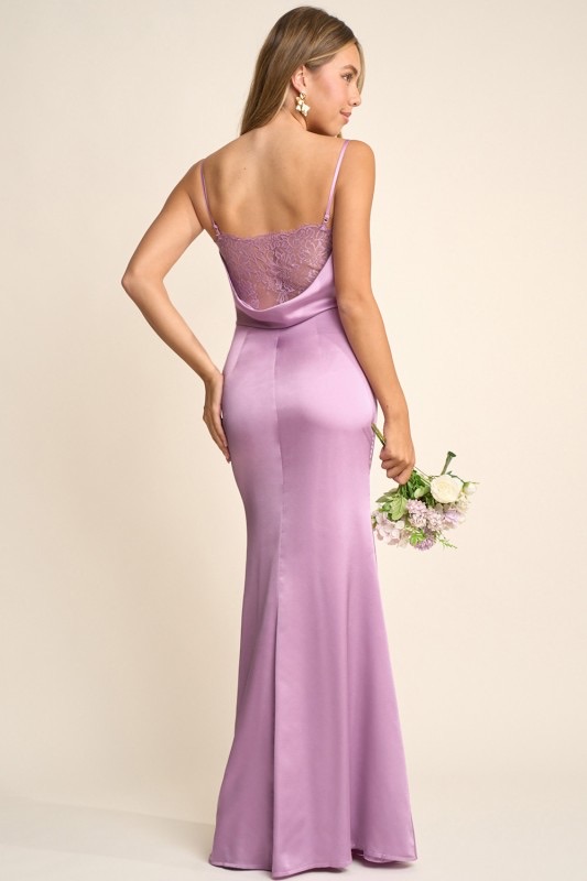 Vestido Largo de Satin Lila