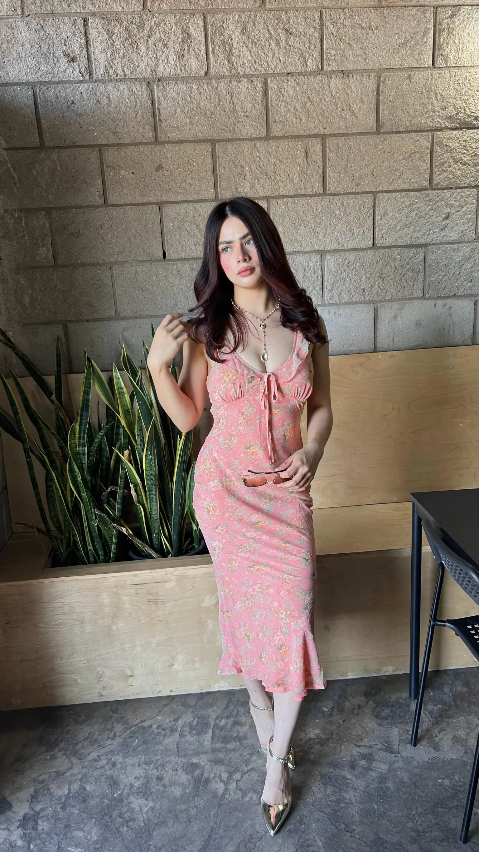 Vestido Midi Rosa Floral