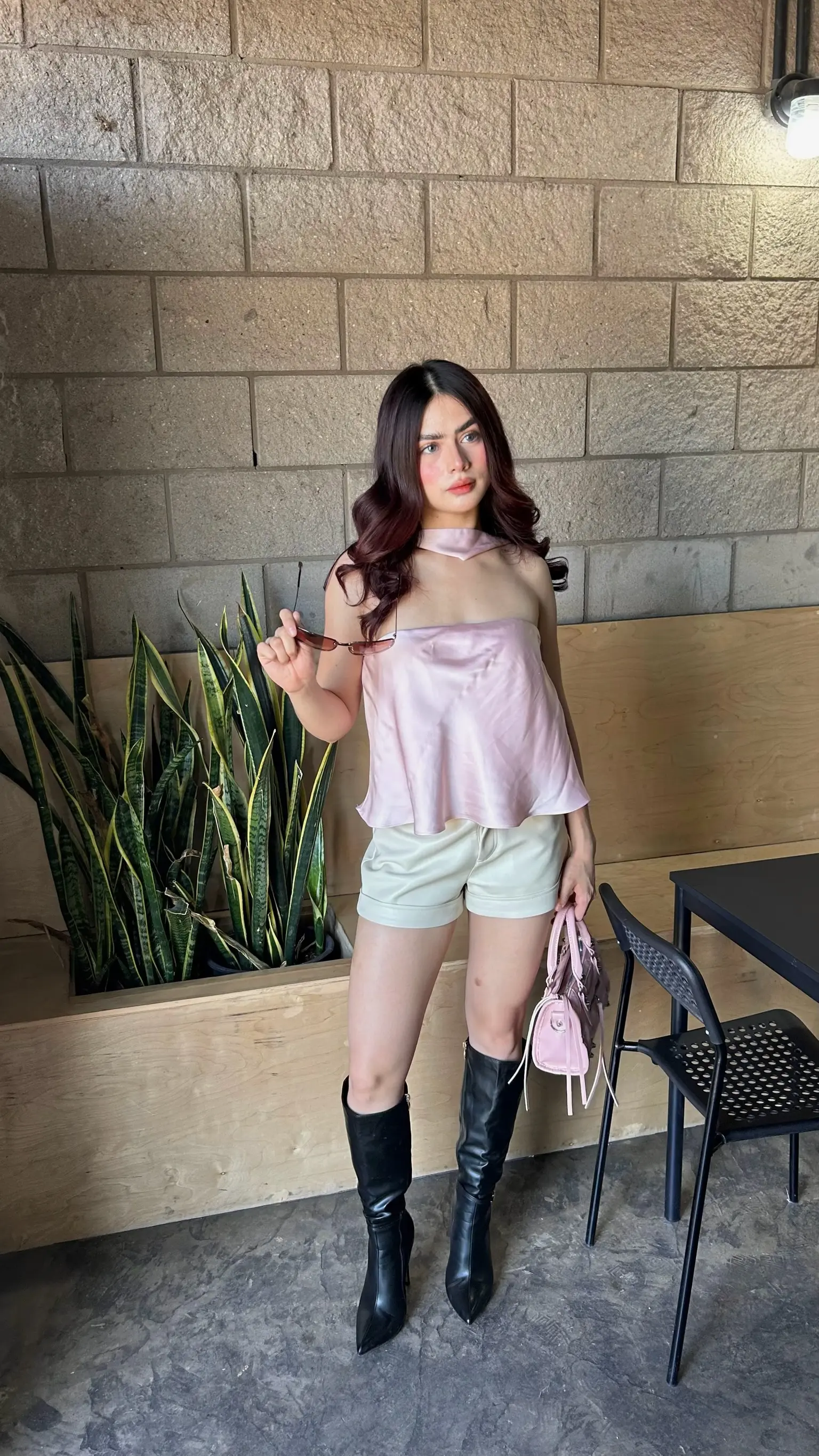 Blusa Straple de Satin Baby Pink