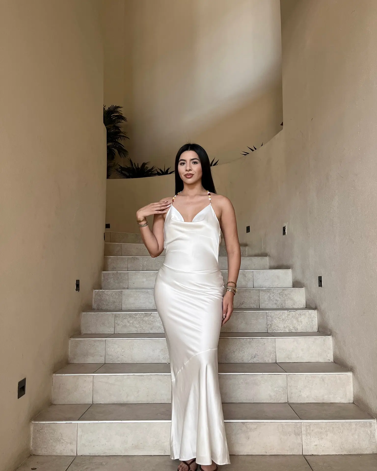 Vestido Largo Satin Blanco