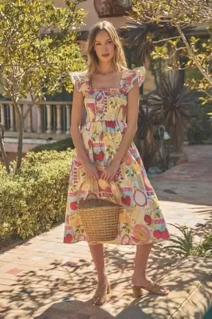 Vestido Midi Estampado Colorido
