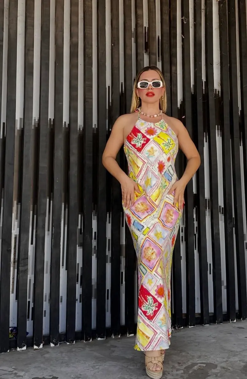 Vestido Largo Halter Multicolores