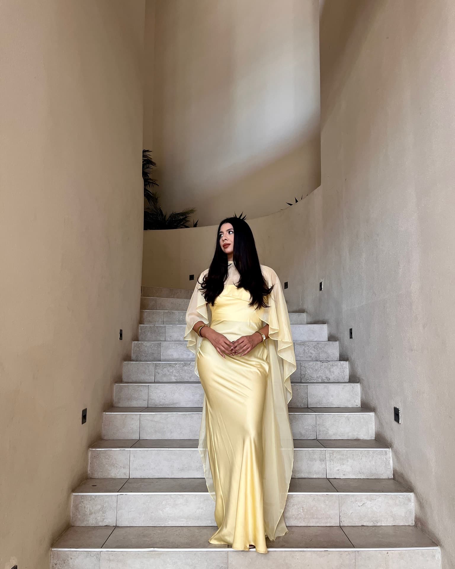 Vestido Largo Satin Amarillo