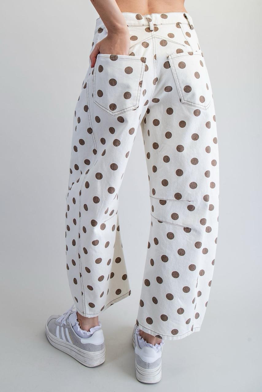 Pantalón Tiro Alto PolkaDots Beige