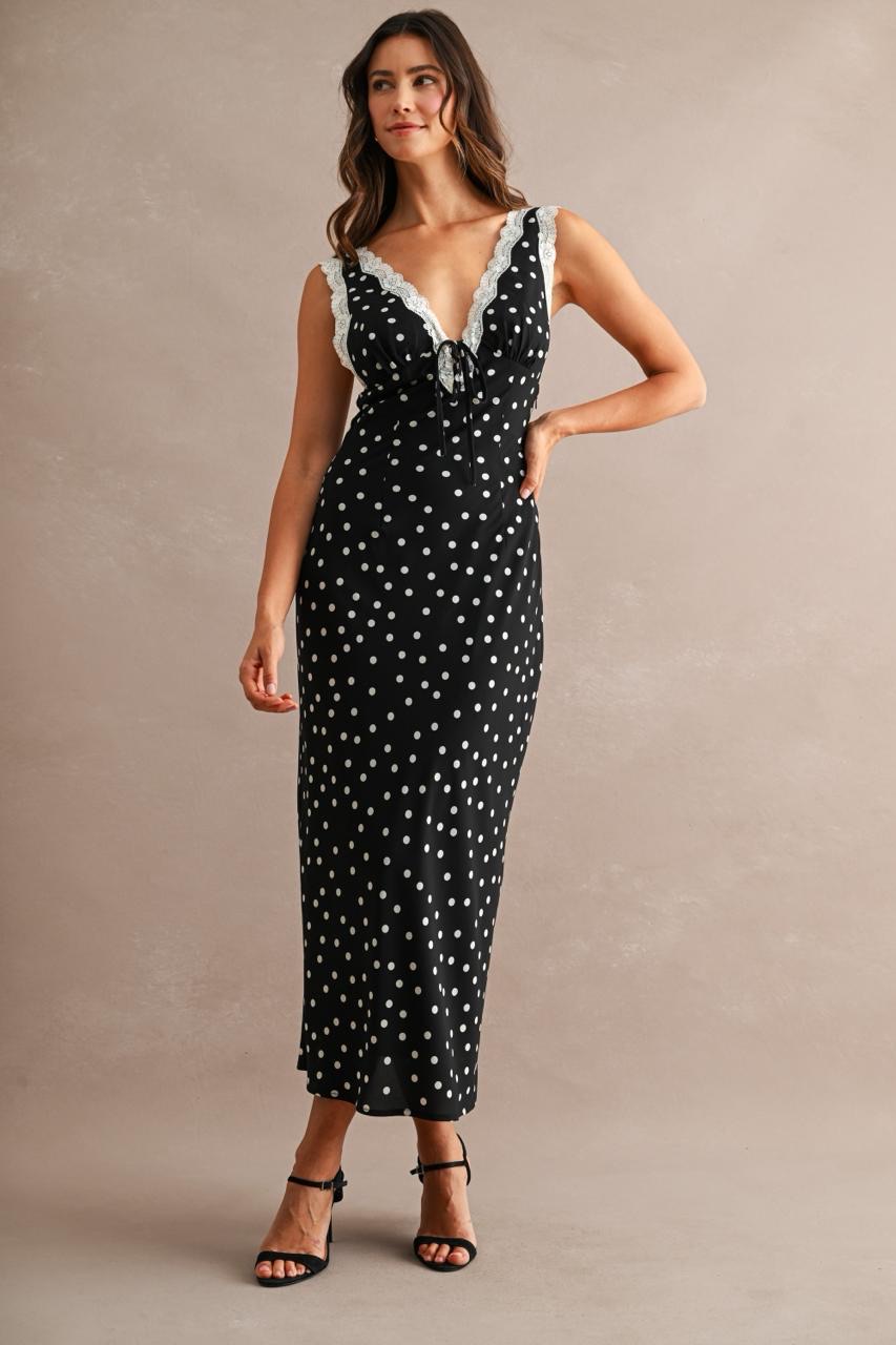 Vestido Midi PolkaDots Escotado