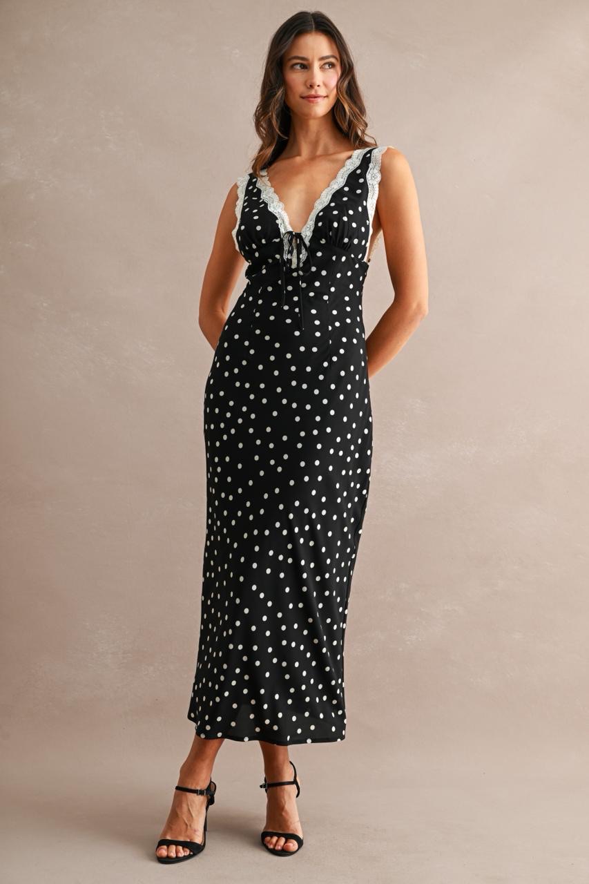 Vestido Midi PolkaDots Escotado