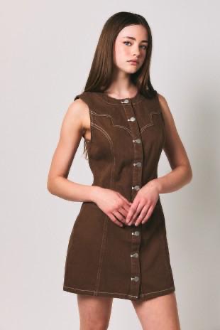 Vestido Corto Denim Cafe