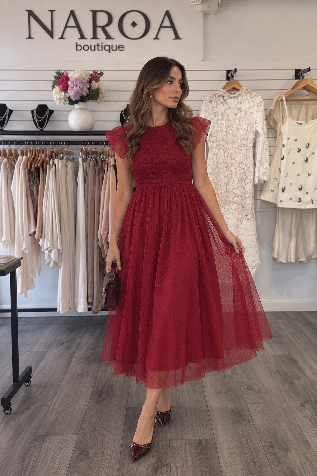 Vestido Midi Polkadots Rojo