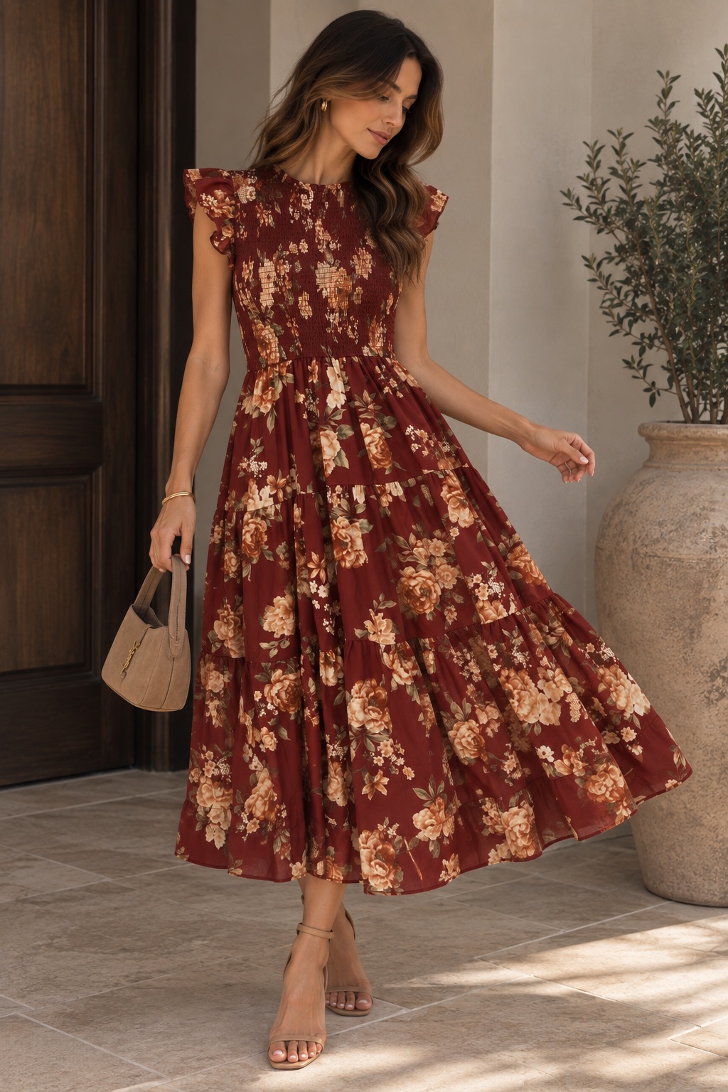 Vestido Midi Flowy Anaranjado